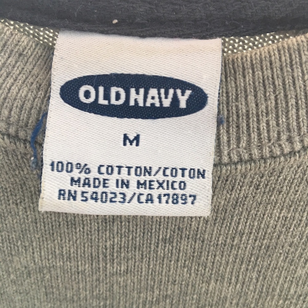 Old navy gray sweatshirt with red and navy detail.